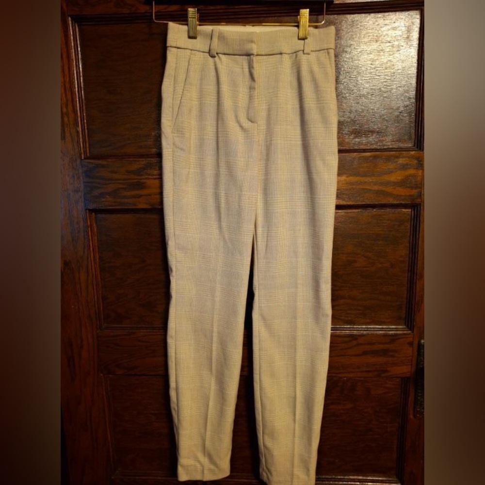 H&M, NWT, Size 2, Beige Plaid Trousers